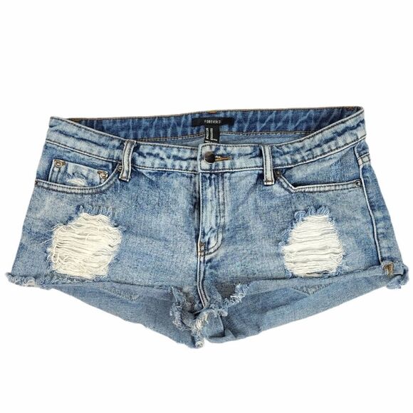 Forever 21 Stone Washed Distressed Shorts - Picture 1 of 7